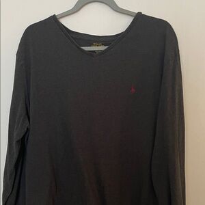 Polo Ralph Lauren Men's Dark Gray Long Sleeve V-Neck